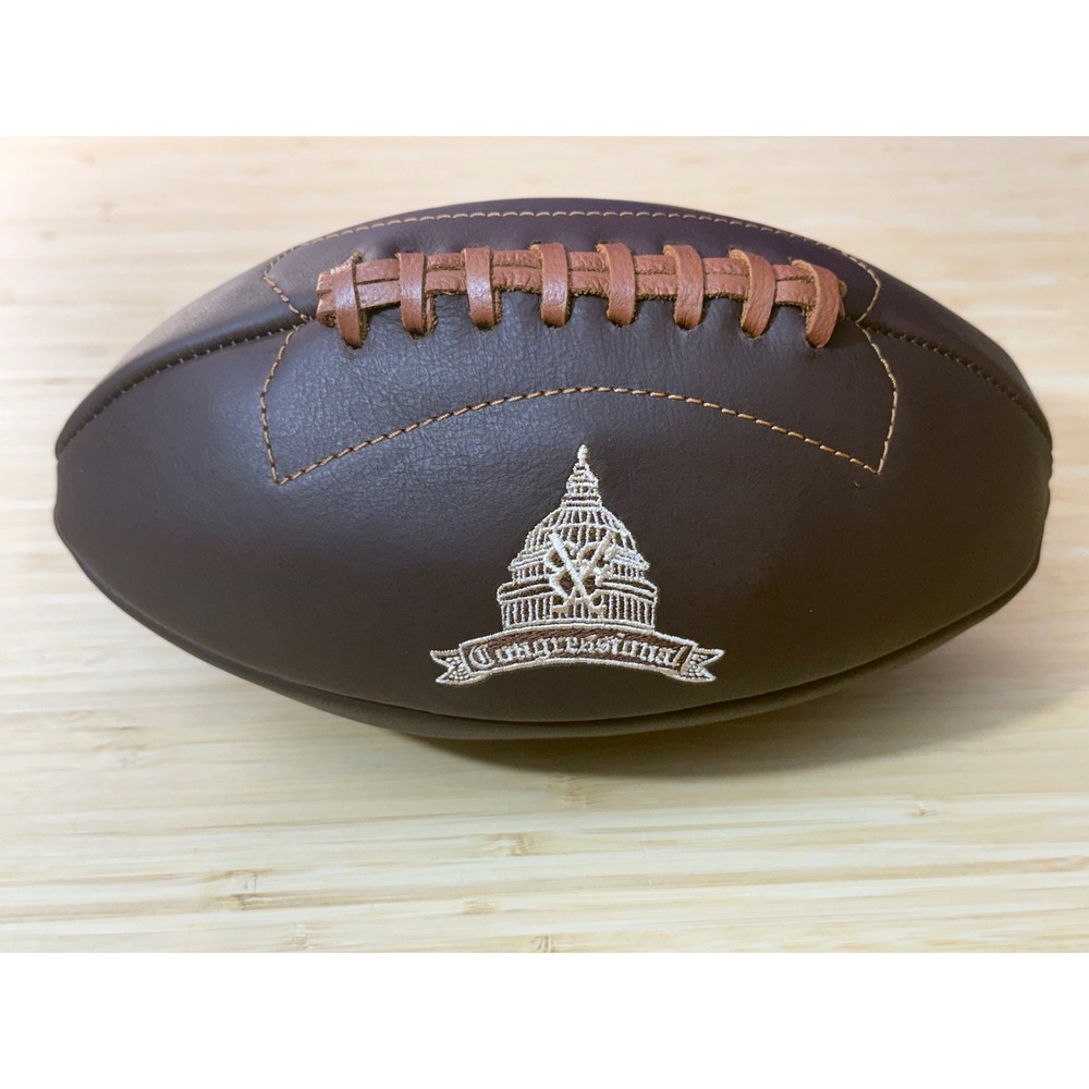 Links & Kings Leather Football Congressional Country Club Brown Display Ball